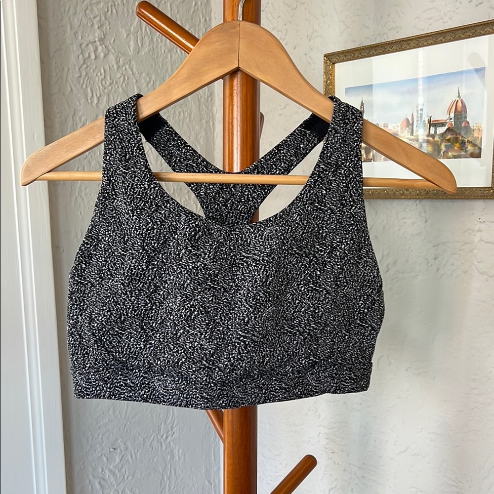 Athleta Black Mesh Print Sports Bra // L